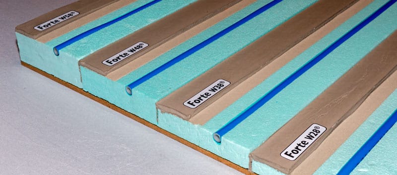 Wassergeführte Bodenheizung mit Isolation und Trittschalldämmung